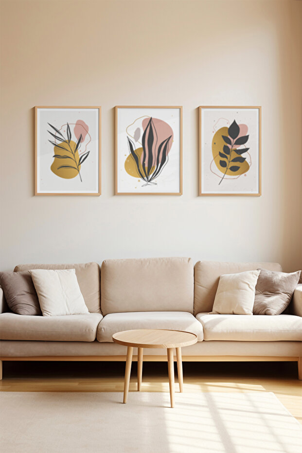 3 Piece 3D Poster Painting Set with Real Wood Frame