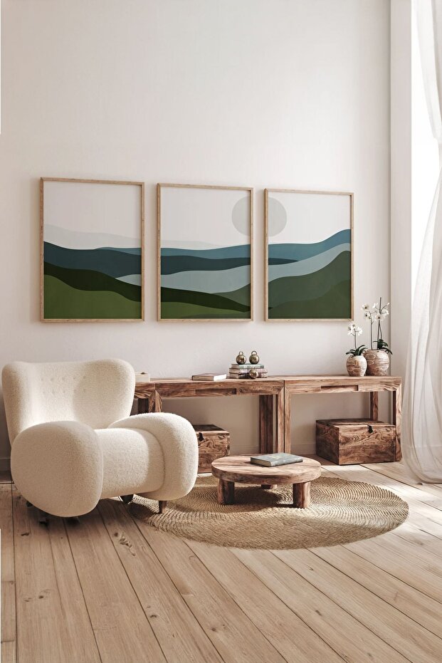 3 Piece 3D Poster Painting Set with Real Wood Frame