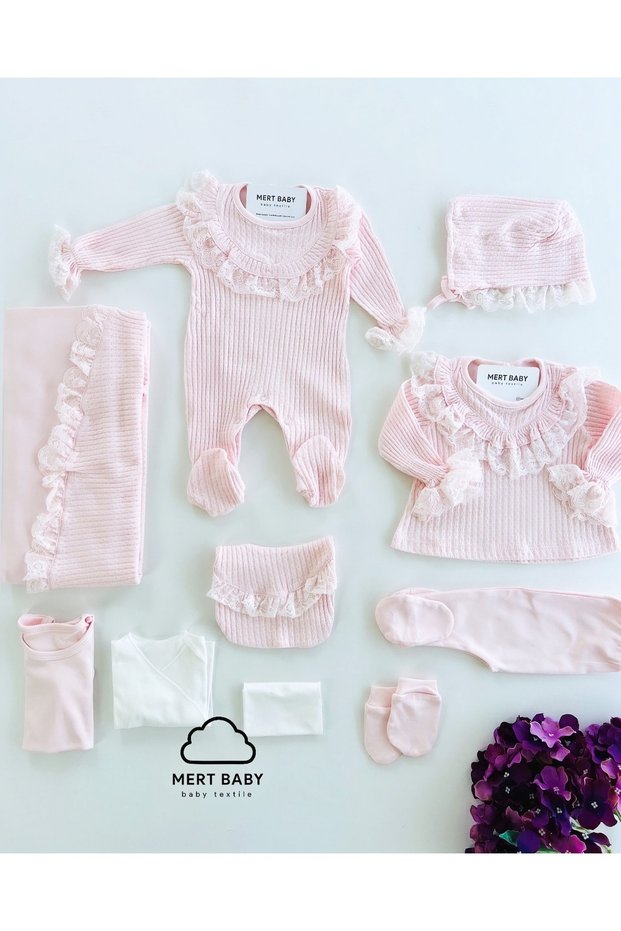 Sophie 10-Piece Organic Hospital Discharge Set 100% Cotton Newborn Baby Girl
