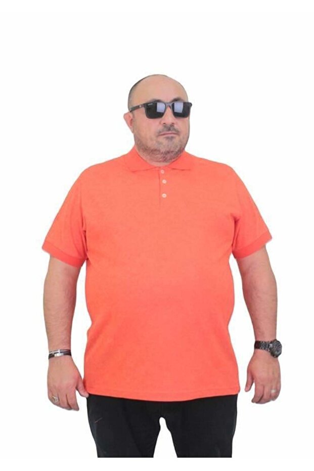 Men's Large Size Polo Collar Matte Printed T-Shirt 24451 Pomegranate Flower