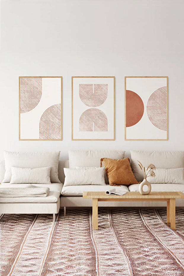 3 Piece 3D Poster Painting Set with Real Wood Frame