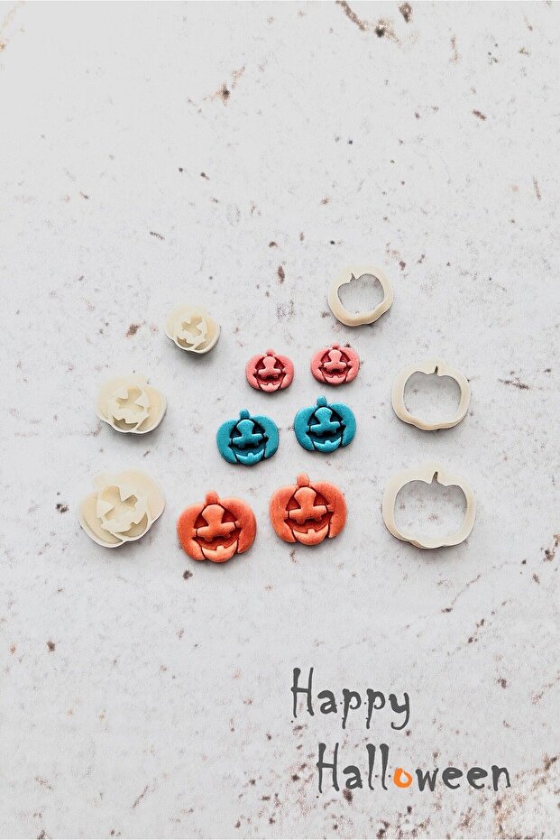 Happy Halloween - مجموعة قوالب لب السيراميك من طين البوليمر على شكل قرع 1.5 - 2 - 2.5 سم