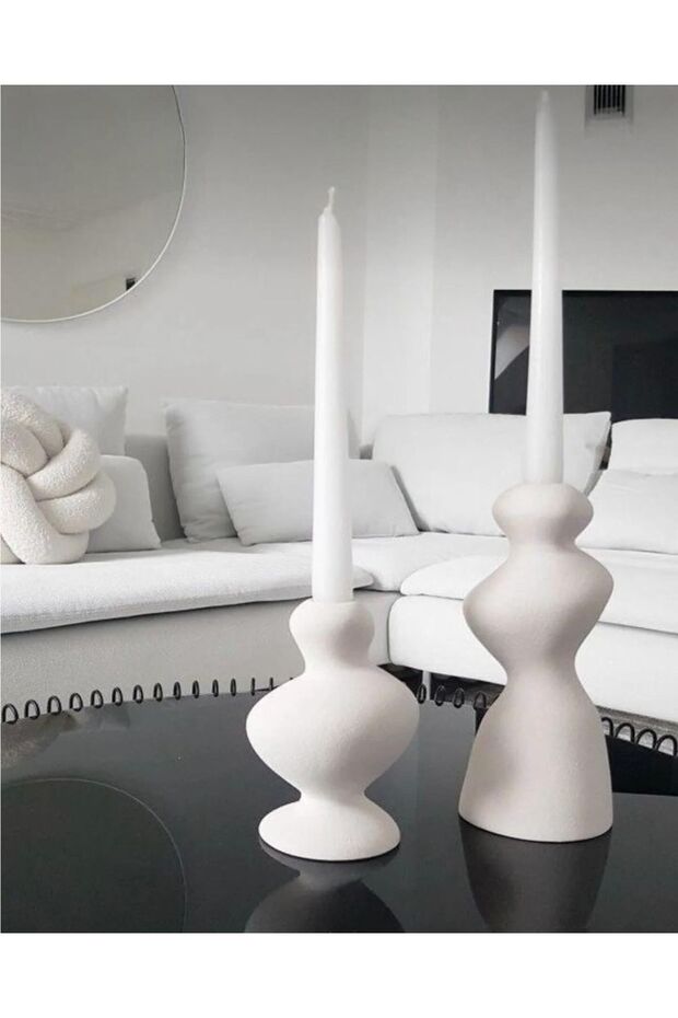 Modern Dalgalı Tasarım Şamdan 2’li Set - 1