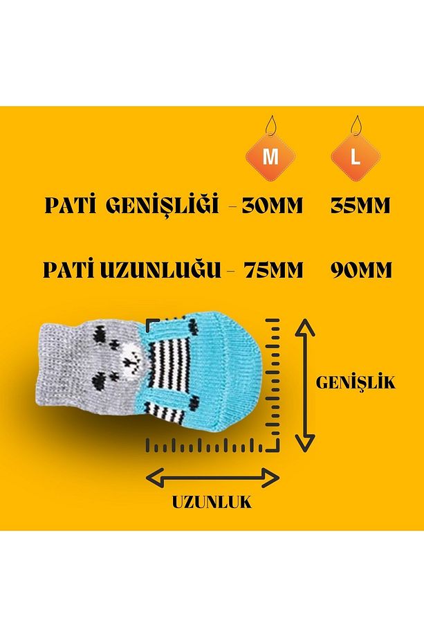 Köpekler Için Kaydırmaz Likralı Anti Alerjenik Örme Çorap 4 Adet Terleme Yapmaz Köpek Kıyafeti - 2