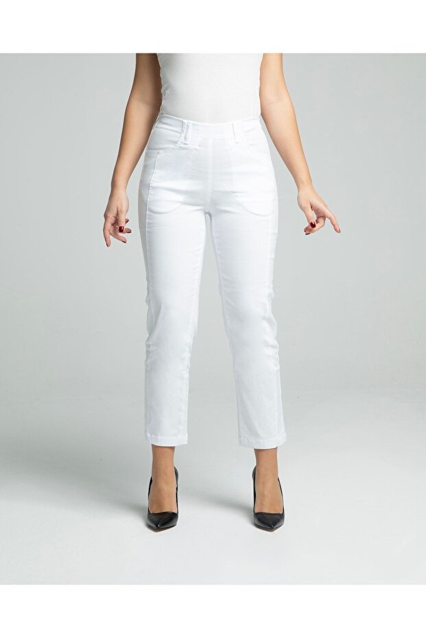 Mony Cropped Viskon Beyaz - 1