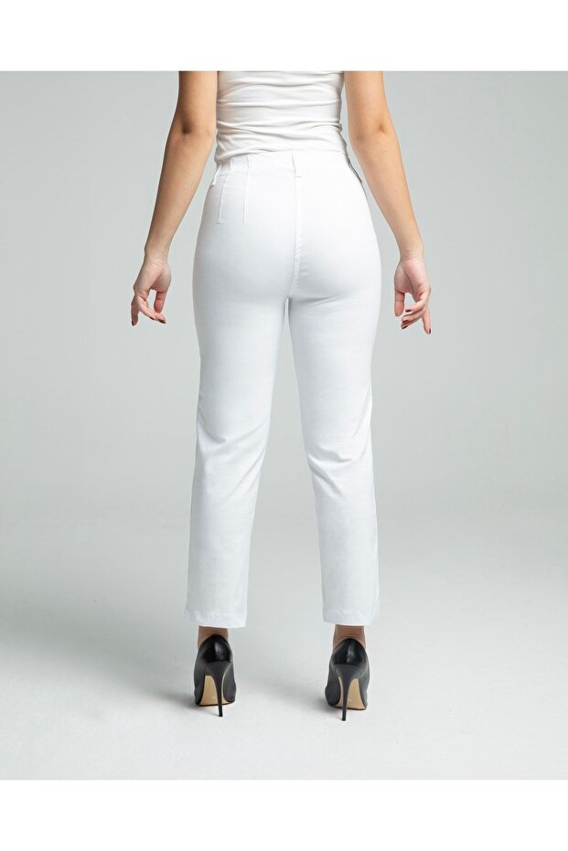 Mony Cropped Viskon Beyaz - 4