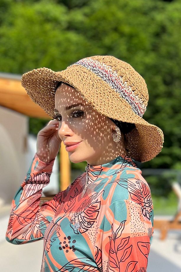 El Örgü Hasır Şapka RŞ-85 Camel - 1