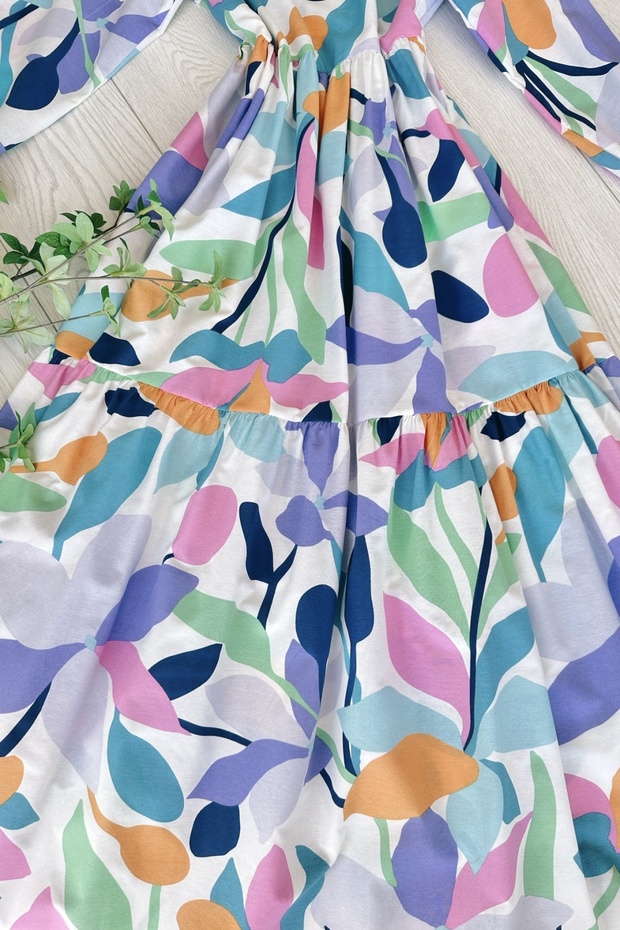 Lilac Leaf Patterned Dress - MA112 - 4