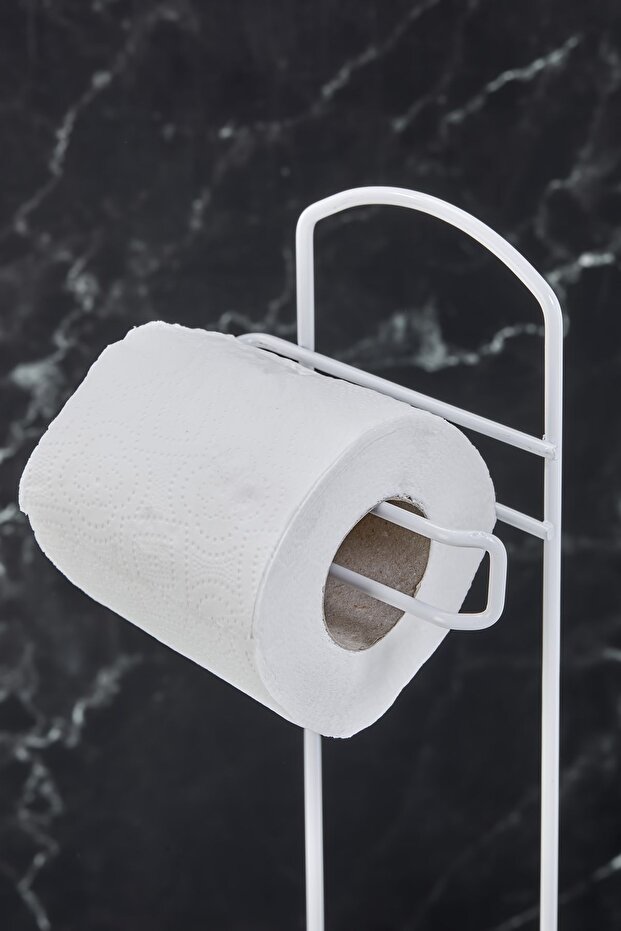 White Striped Round Bucket WC Paper Holder Set - 3