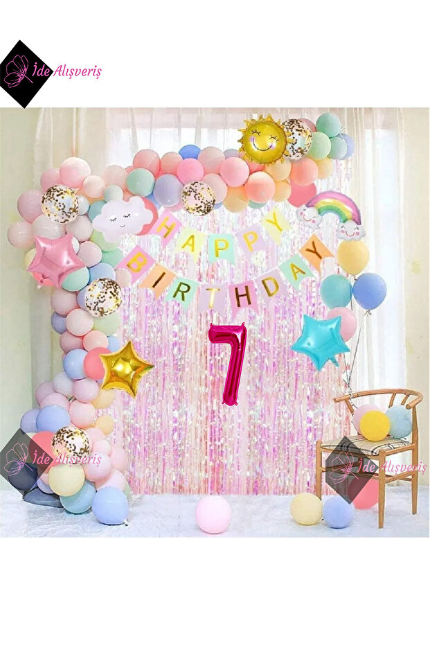 Birthday Party Decorations, Sky Theme, Sun Clouds Rainbow Birthday Party Set Ornament