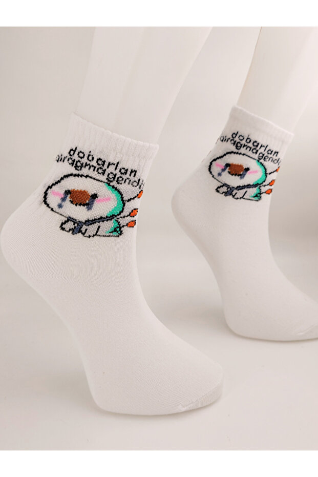 Unisex Comics Fashion Dobarlan Bıragma Gendini Written White College Socks