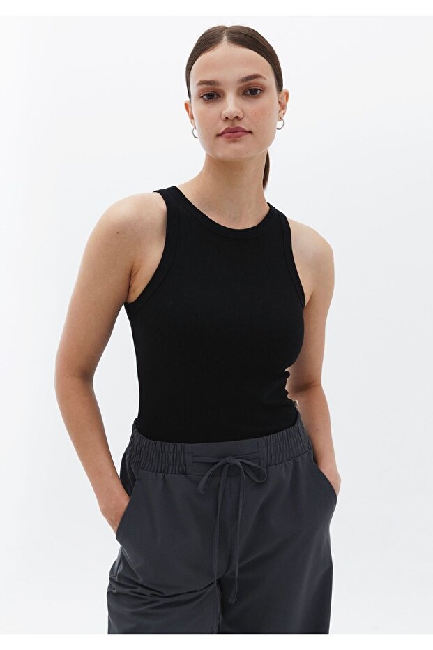 Women's Ribbed Halter Neck Knitted Tank Top T-Shirt