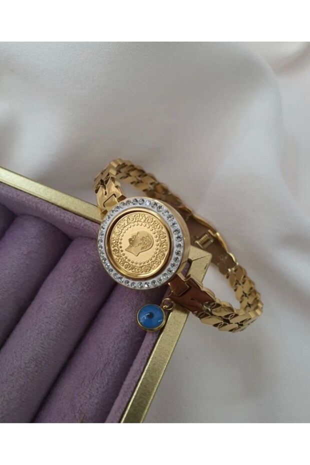 Gold Color Quarter Steel Bracelet