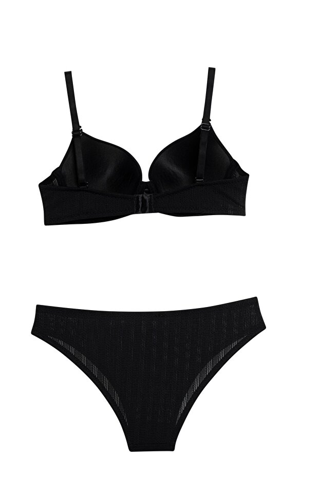 Light Supported and Twist Patterned Basic Bra Set - 7