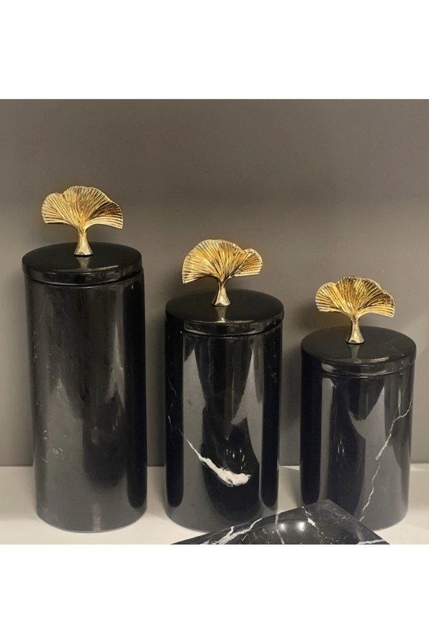 Decorative Black Marble 3-Piece Spice Bowl Sugar Bowl Jar Set
