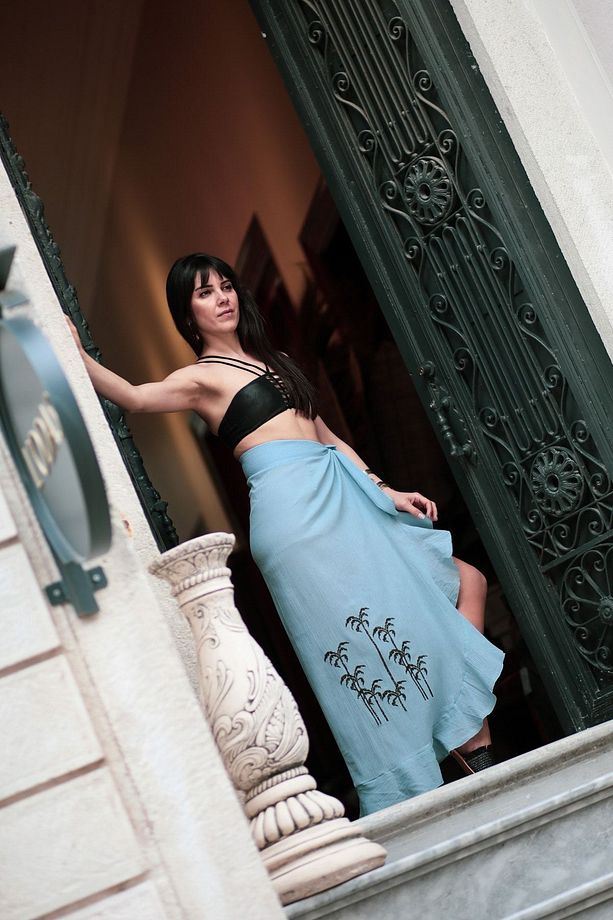 Mavi Palmiye Sarong-plaj Eteği - 5