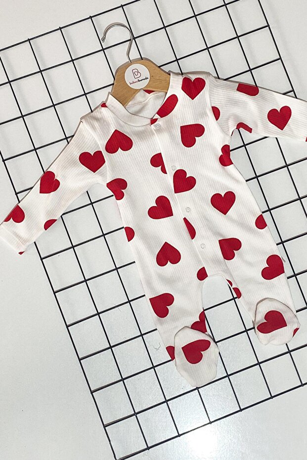 Kalp Baskılı Bebek Tulum - 1