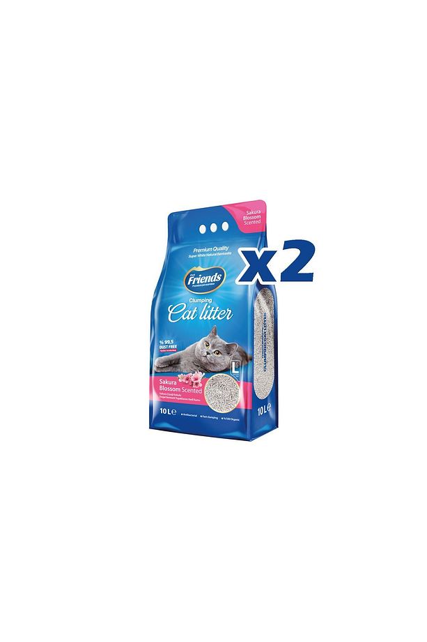 Sakura Çiçek Kokulu 2 ADET Topaklaşan 10 Litre Kedi Kumu - 3