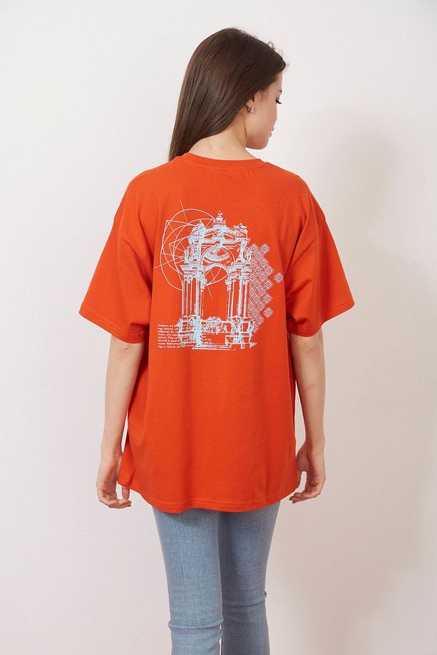 Eazy Kiremit Ornament Unisex Oversize Baskılı Kısa Kollu T-shirt - 3
