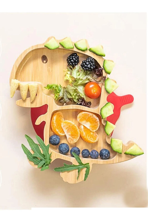Bamboo Dinosaur 2-Compartment Food Plate, Natural Baby & Child Food Plate