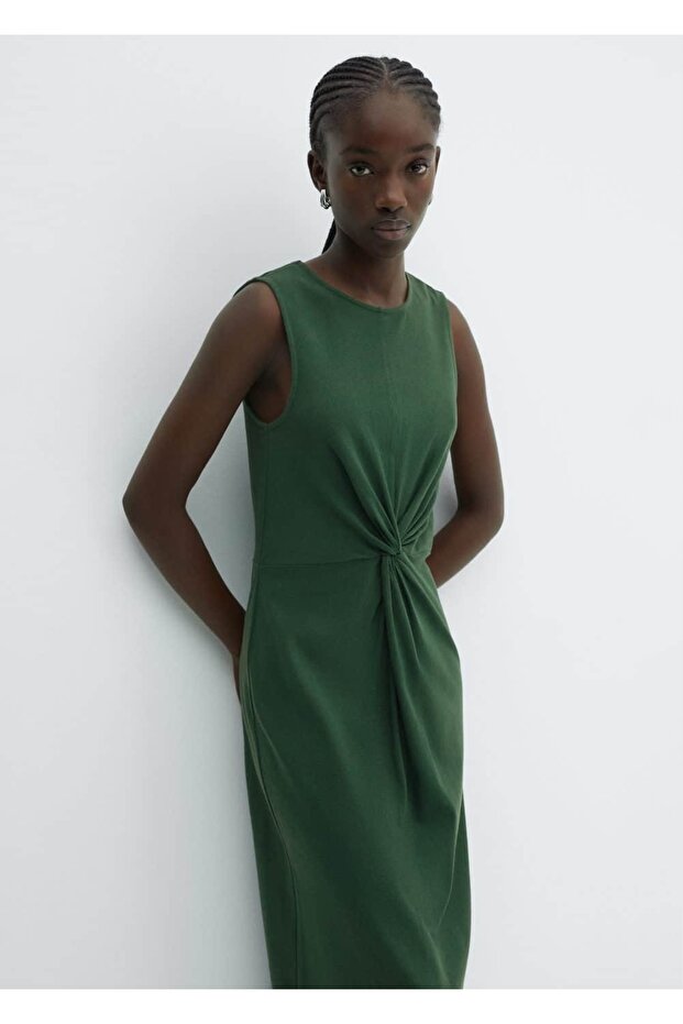 Düğümlü pamuklu elbise - 1