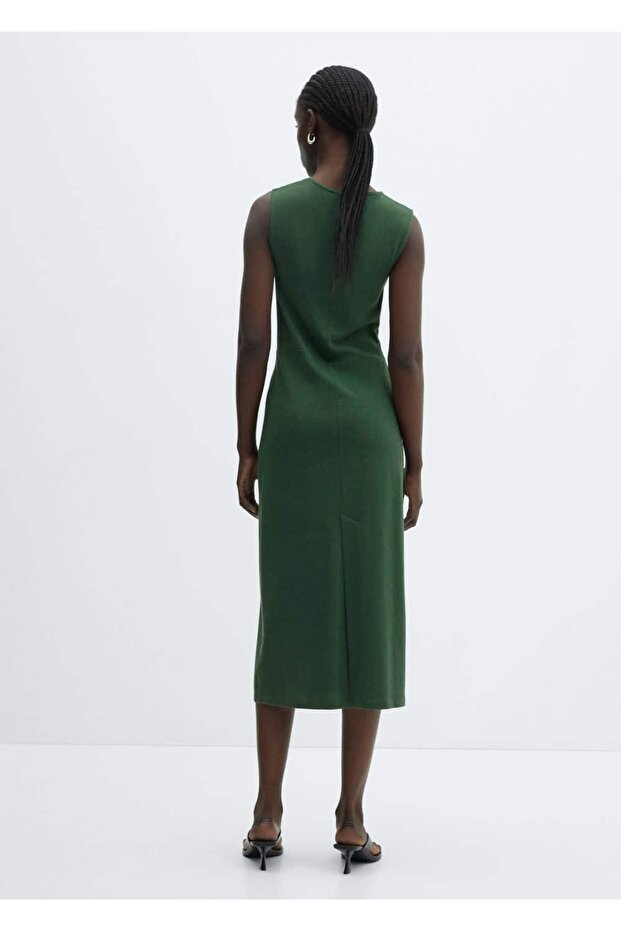 Düğümlü pamuklu elbise - 4