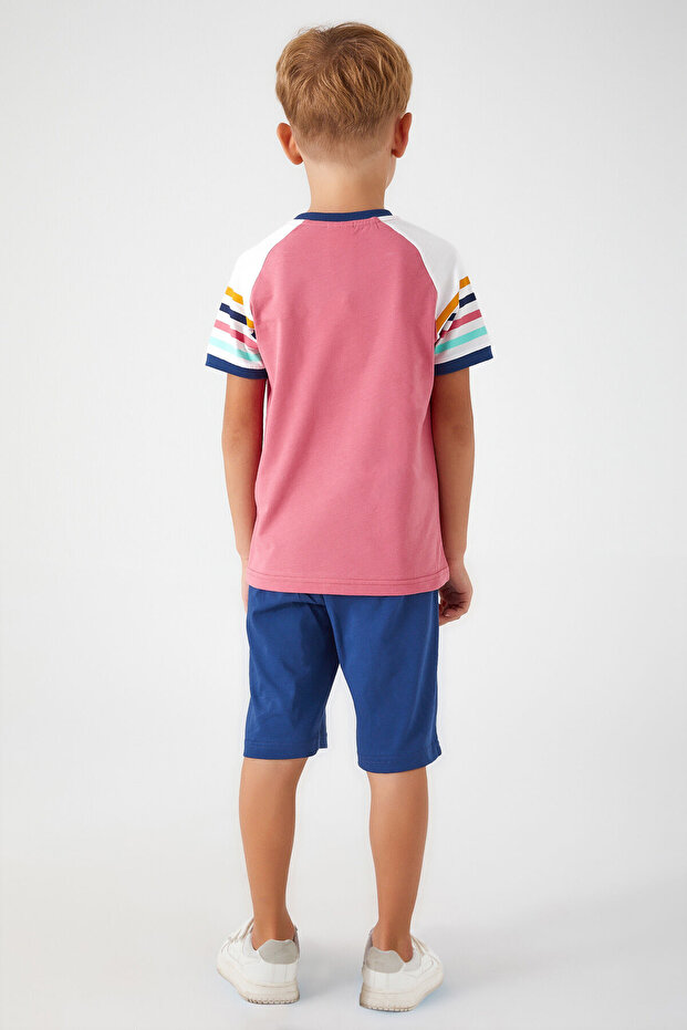 Rolypoly Section Patterned Pembe Erkek Çocuk Bermuda Takım - 5