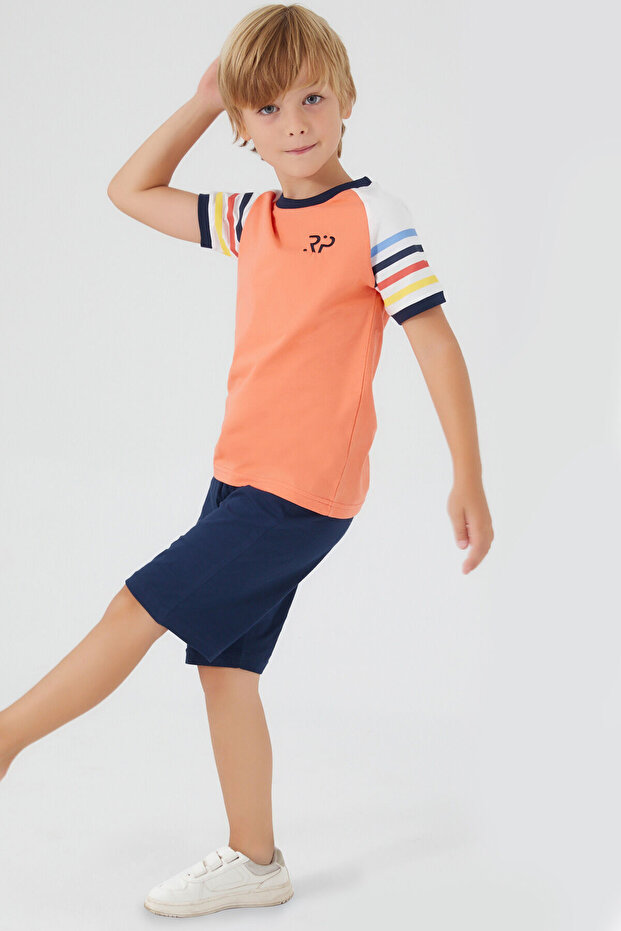 Rolypoly Section Patterned Turuncu Erkek Çocuk Bermuda Takım - 2