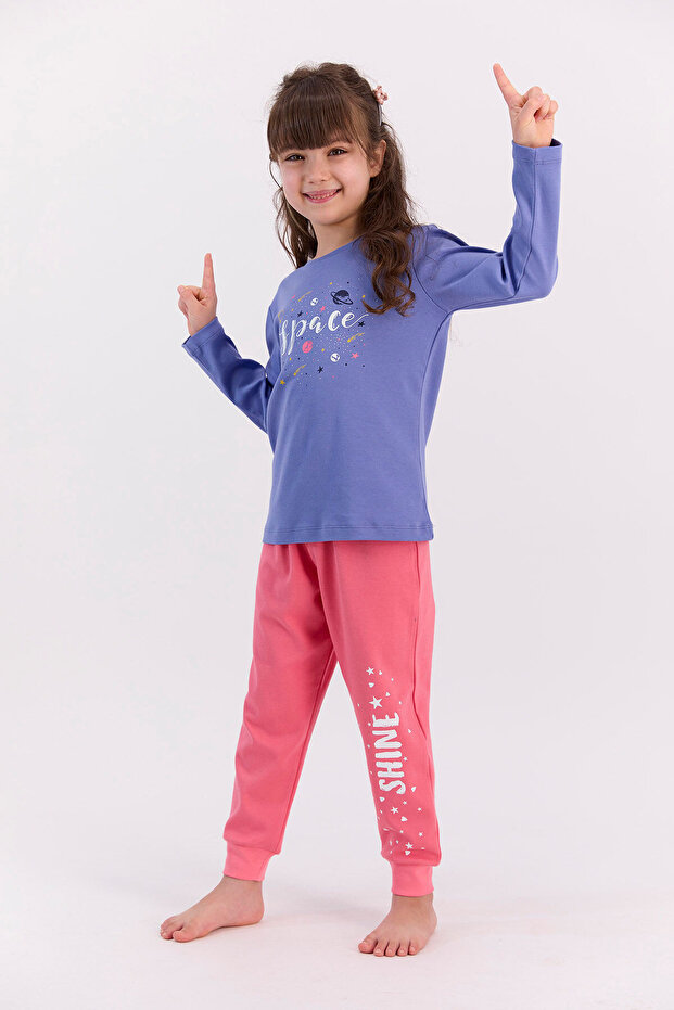 Rolypoly Space Indigo - Komplet pidžama za devojčice - 1