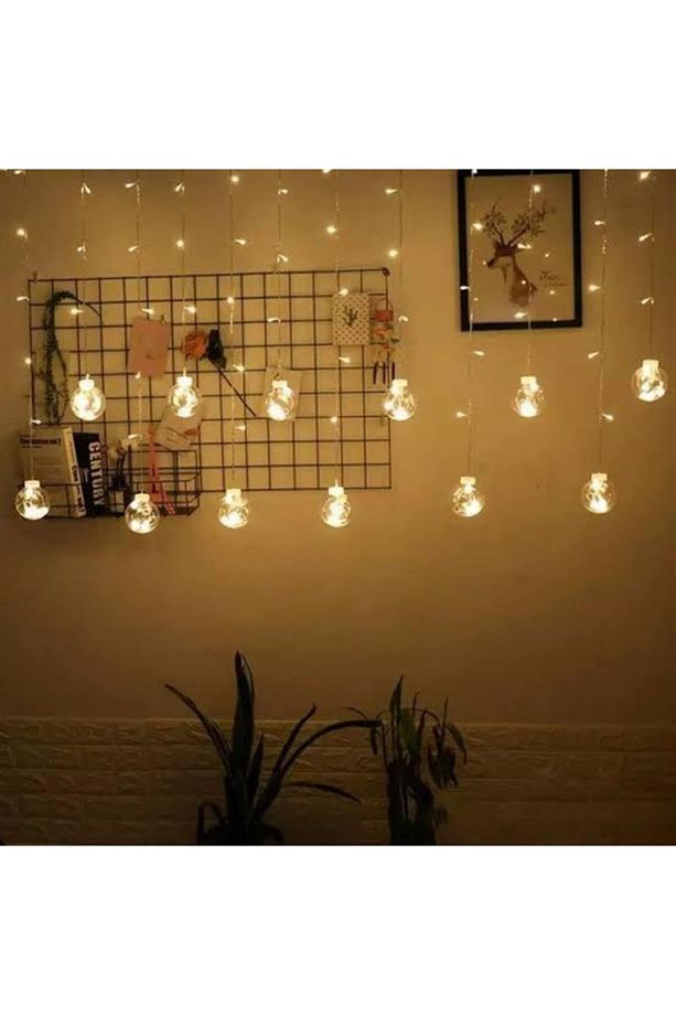 Dekoratif Led Işıklı Top Perde Led Animasyonlu Küre Toplu Ampul Perde Led Fişli Eklenebilir 3mt - 3