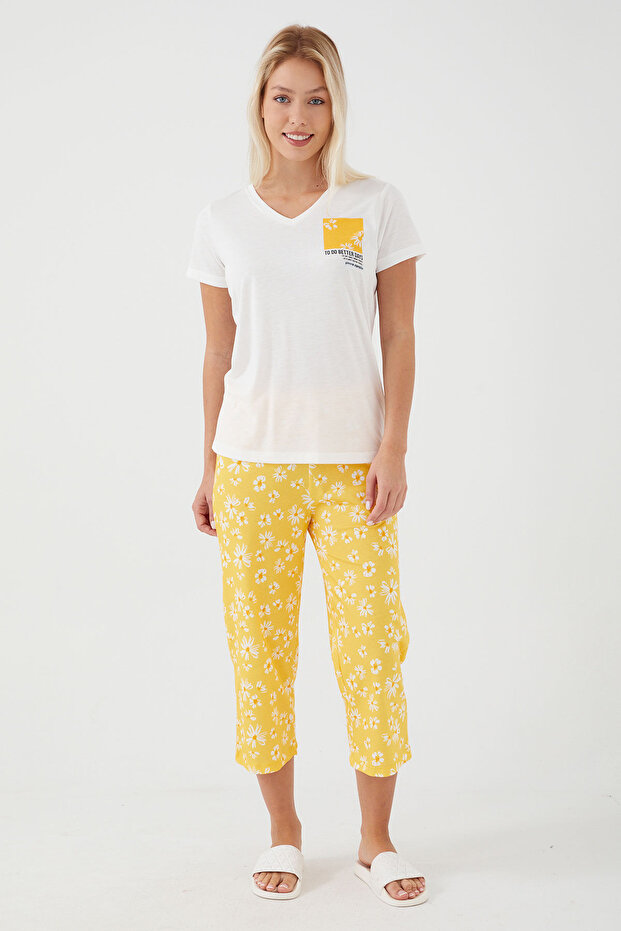 To Do Better Days Cream Women's Capri Set