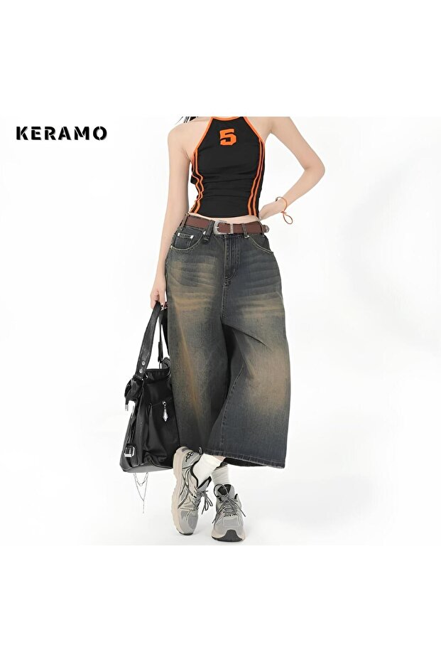 Tint Washed Y2K Baggy Denim Shorts