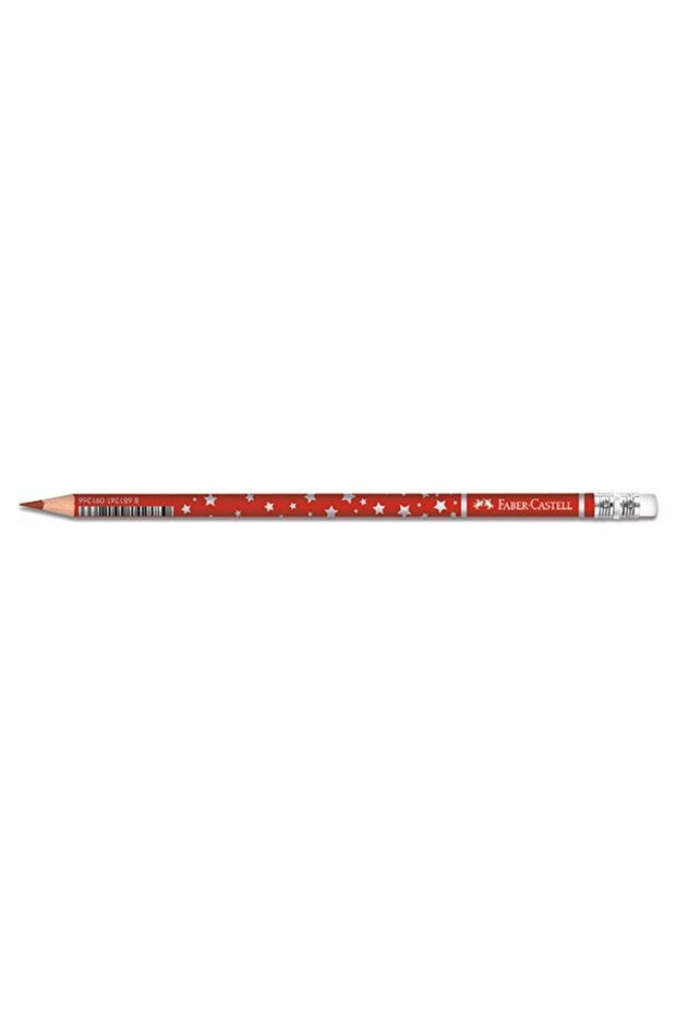 Faber-castell Cap Pen with Star Pattern and Eraser Red 1131459001 12 Li (1 Pack of 12 Pcs)