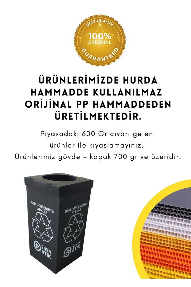 Sıfır Atık Kutusu – Baskısız Geri Dönüşüm Kutusu (SİYAH) - 10 Adet - 3