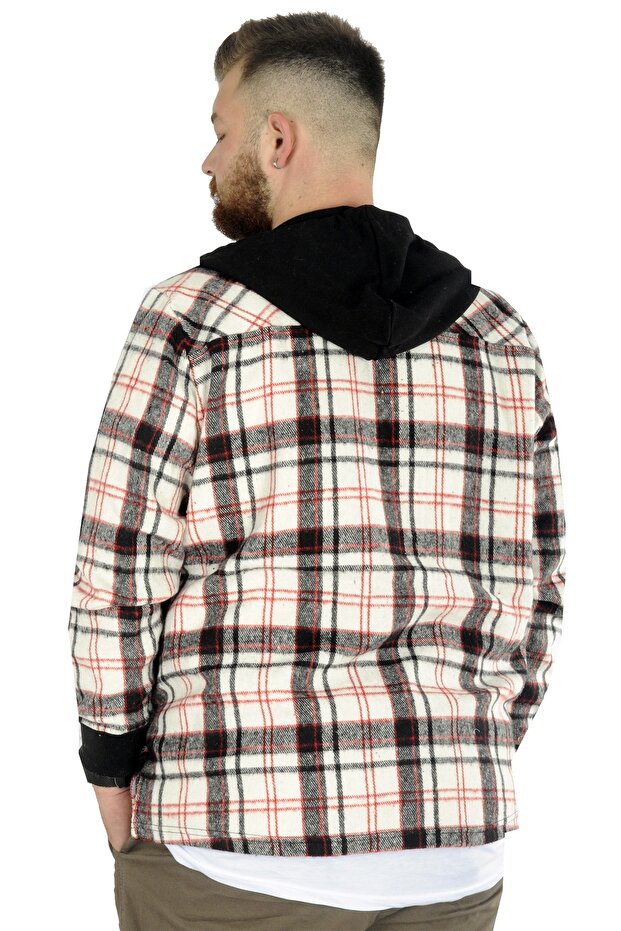 Mode Xl Erkek Sweat Fermuarlı Kapşonlu Kapak Cep Oduncu 21572 Ekru - 3