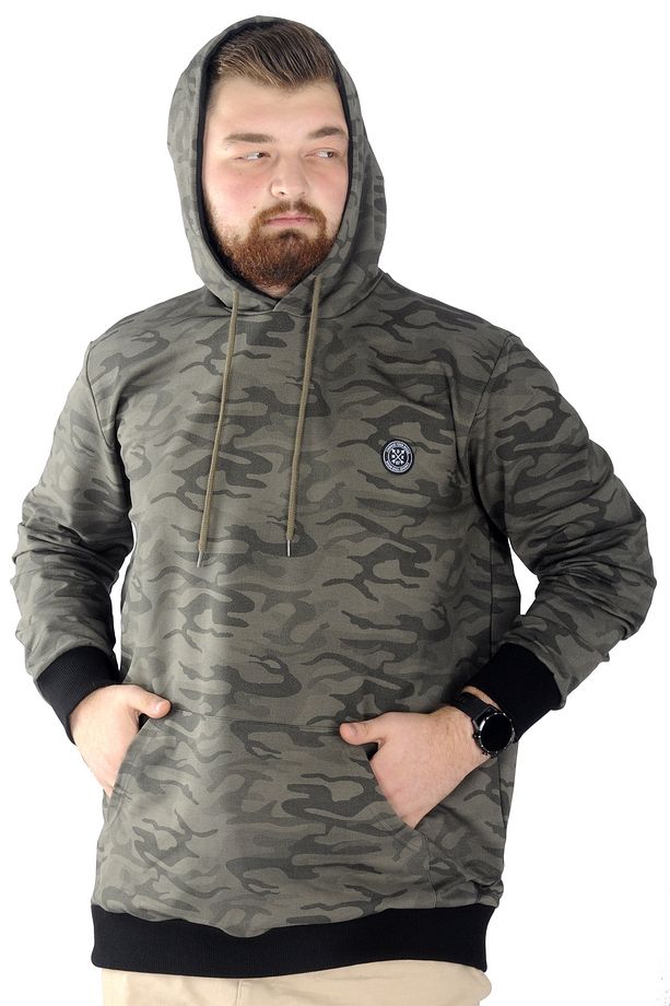 Mode Xl Erkek Sweat Kapşon Kanguru Kamuflaj 22547 Haki - 4
