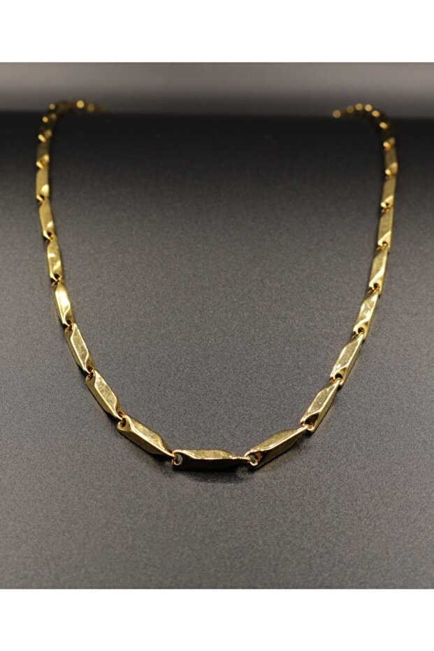 Sarı Renk Paslanmaz Çelik Kolye - 2