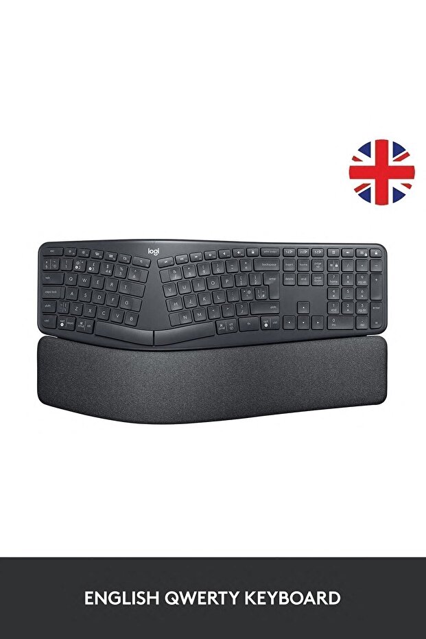 K860 Ergonomik Bilek Destekli Tam Boyutlu Kablosuz Türkçe Klavye - Siyah - 2