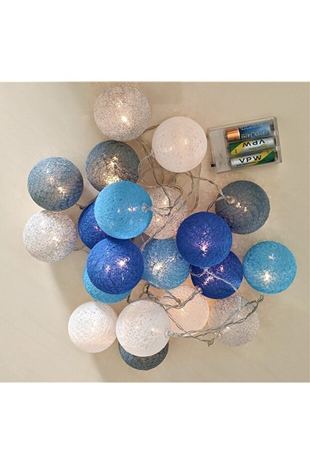 Mavi renkli 20 Led Ponpon Işık, şık ve eğlenceli dekorasyon için ideal - 1