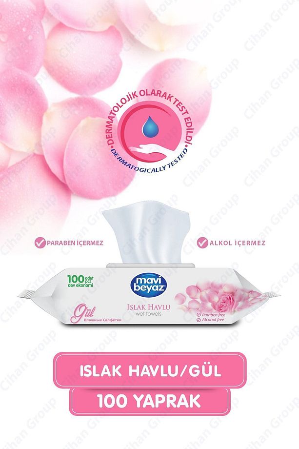 100 Yaprak Gül Kokulu Islak Mendil - 1