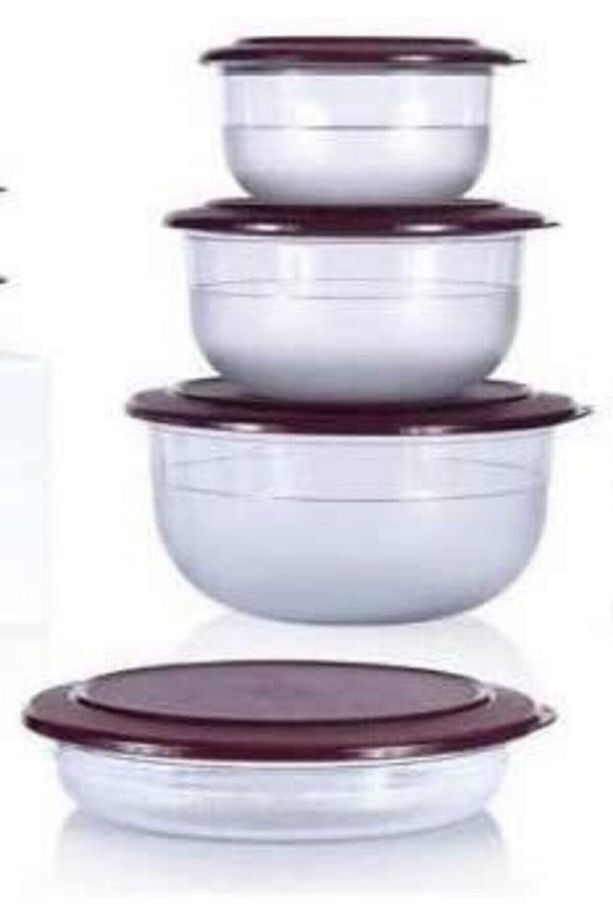 Kristalin Set 4lü Saklama Servis Seti Bordo( Mürdüm ) - 1
