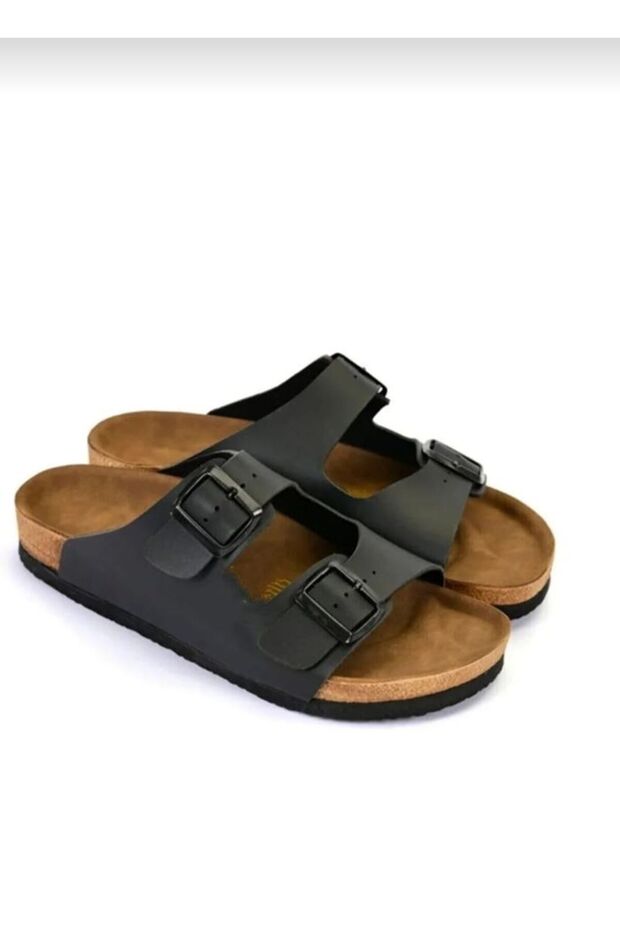 Black Nubuck Buckle Unisex Daily Slippers