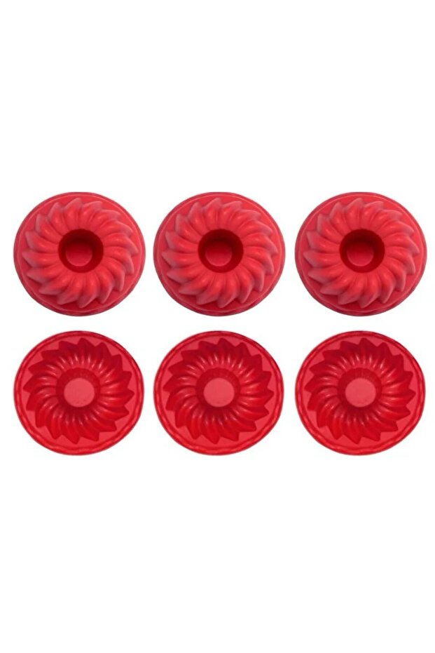 Bybirgül Red 18 Piece Silicone Mini Cake Mold, Muffin, Mold, Suitable for All Airfryers