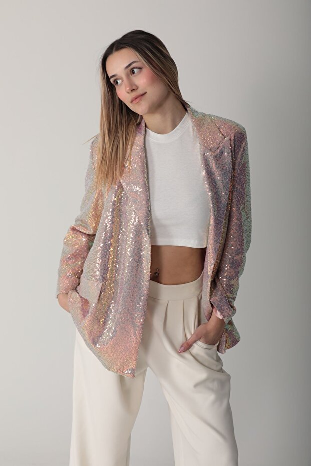 Oversize Payetli Ceket - 5