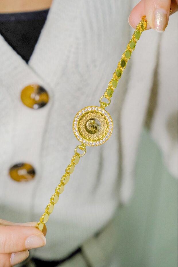 Pullu Çerçeveli Çeyrekli Bileklik - 5