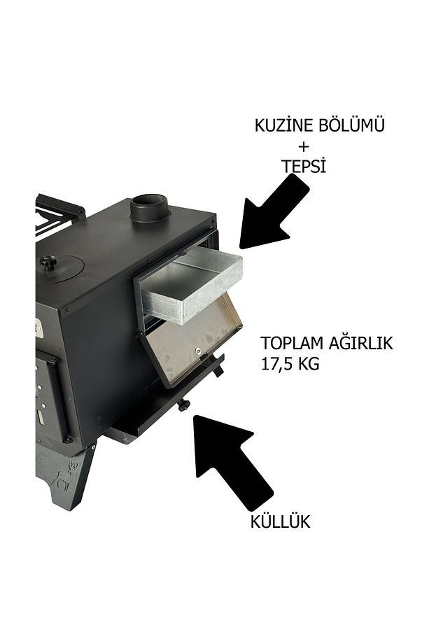 Kuzineli Kamp ve Çadır Sobası Katlanır Ayaklı Kamp Sobası Çantalı - 6