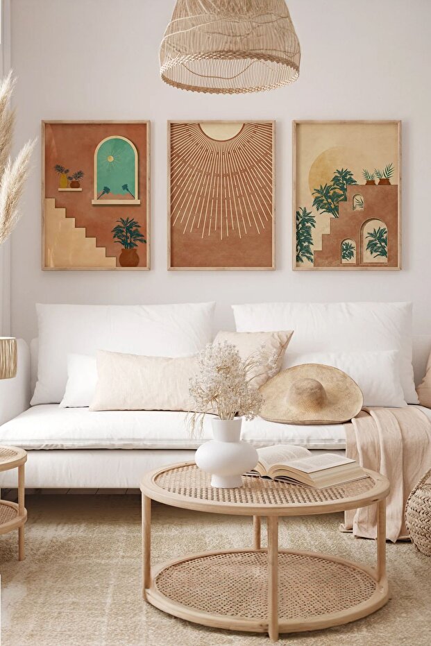 3 Piece 3D Poster Painting Set with Real Wood Frame