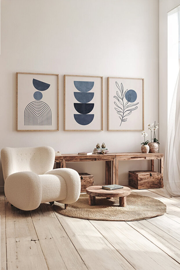 3 Piece 3D Poster Painting Set with Real Wood Frame