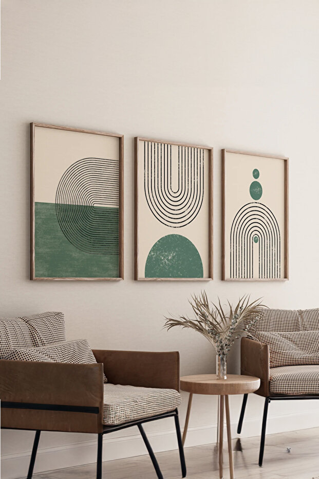 3 Piece 3D Poster Painting Set with Real Wood Frame