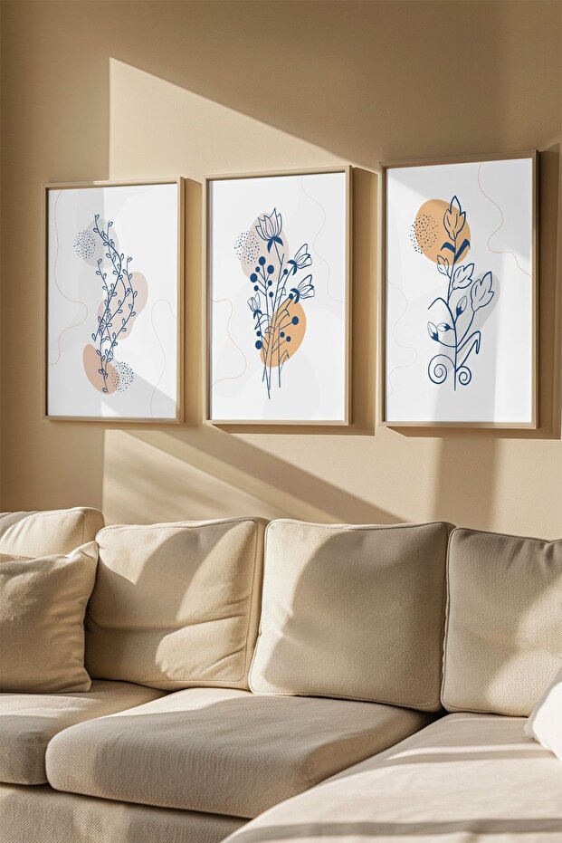 3 Piece 3D Poster Painting Set with Real Wood Frame